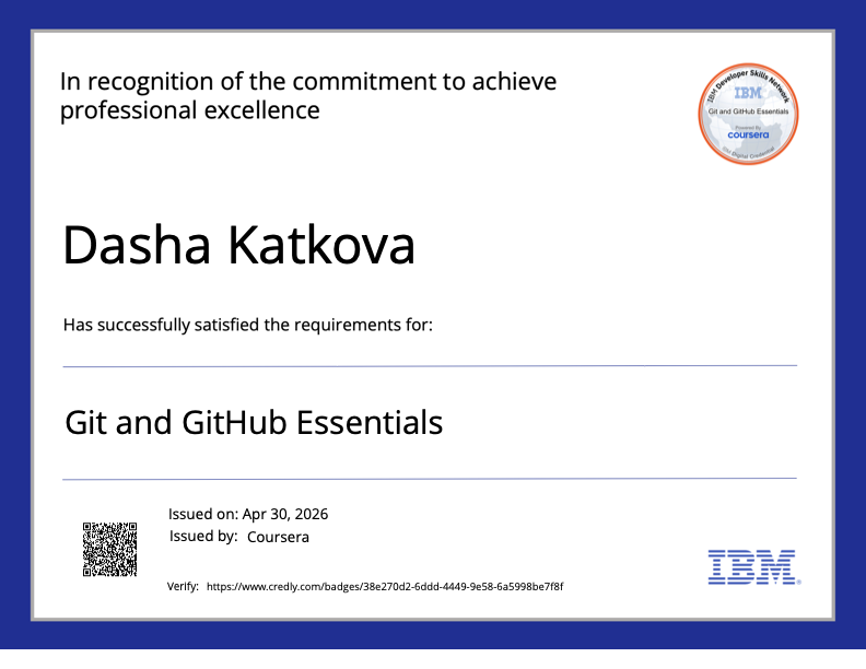 Git and GitHub Essentials certificate