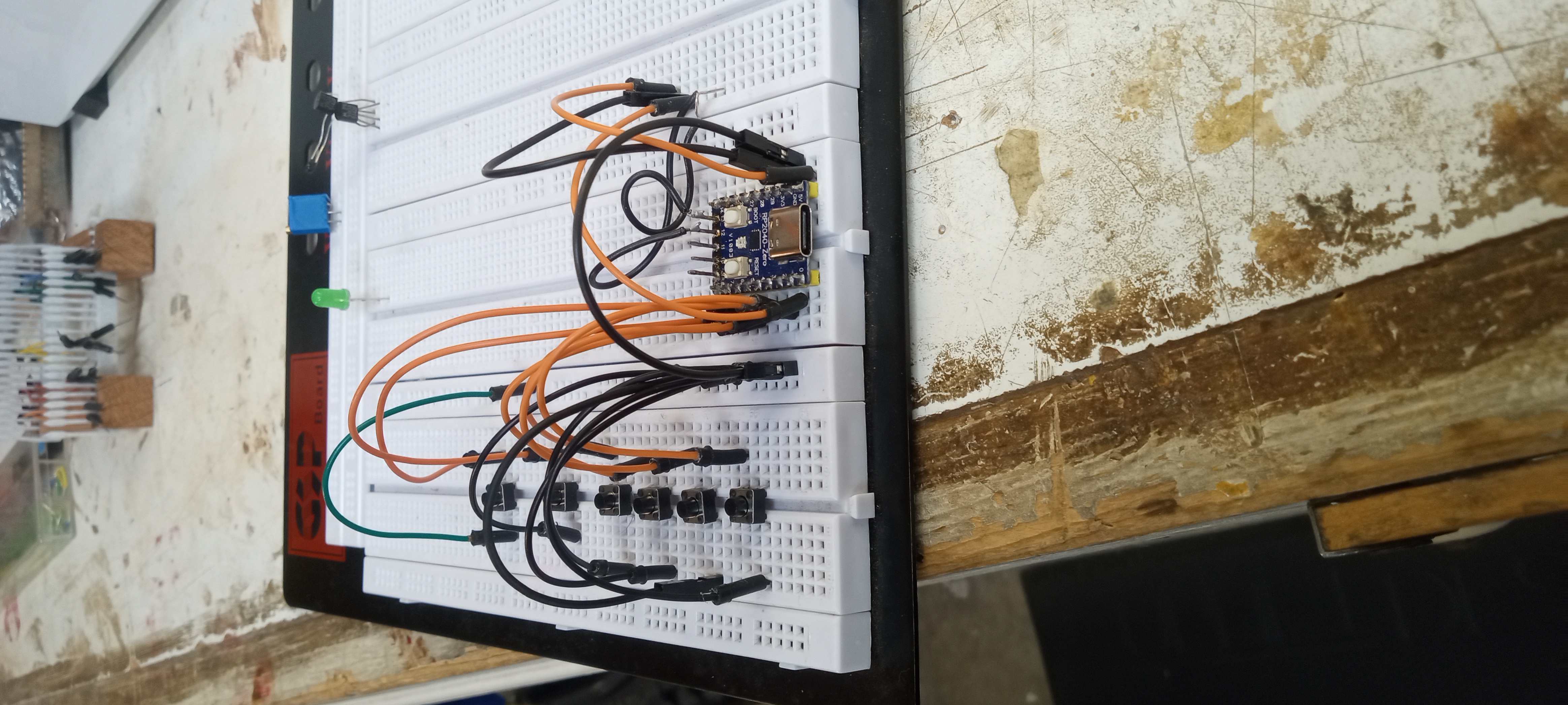 Breadboard wiring for the LED tablet before connecting the matrix