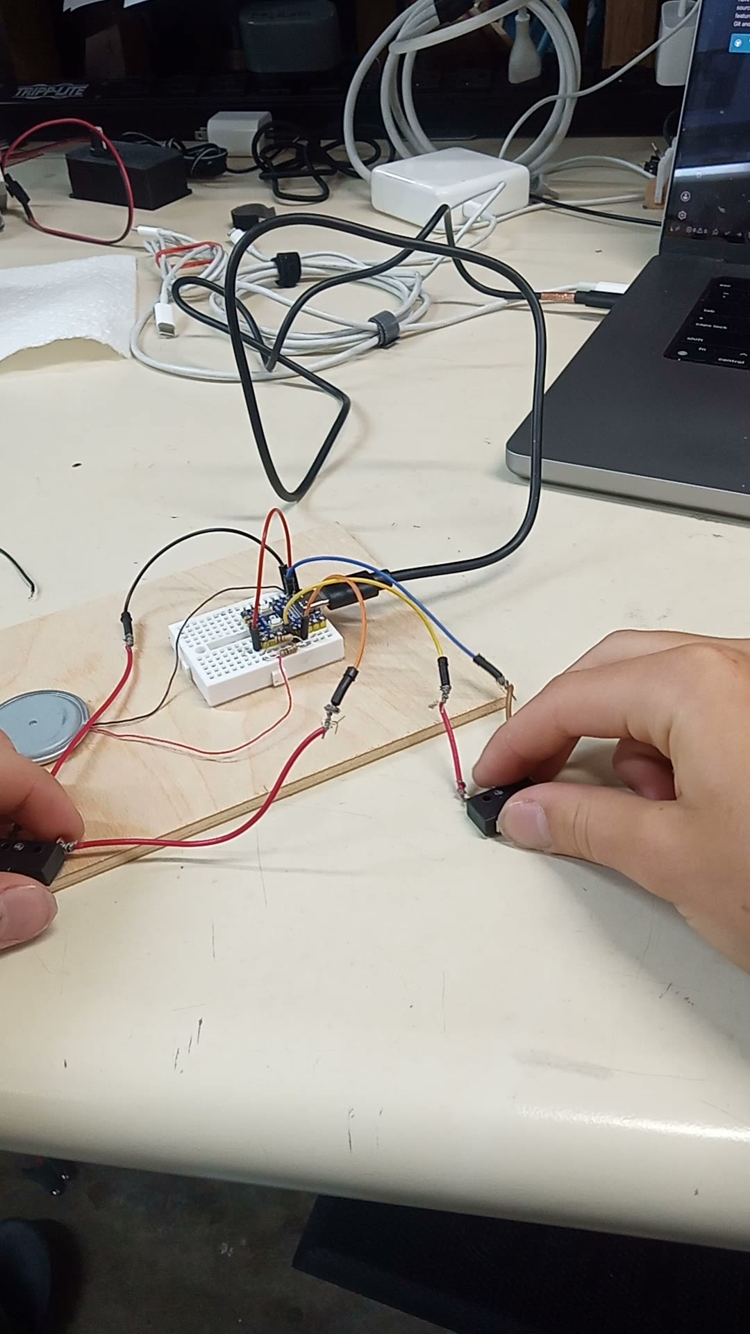 Clunky button and buzzer test setup