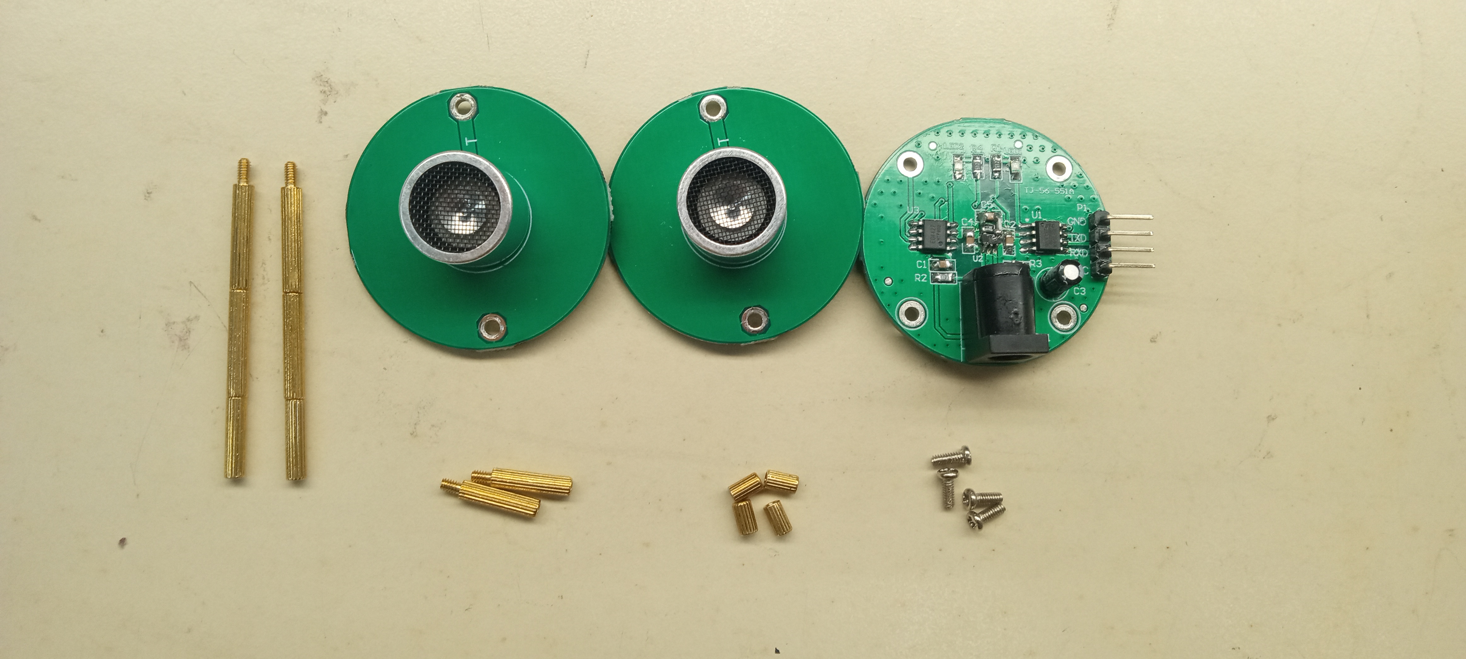 Parts gathered for the ultrasonic suspension assembly